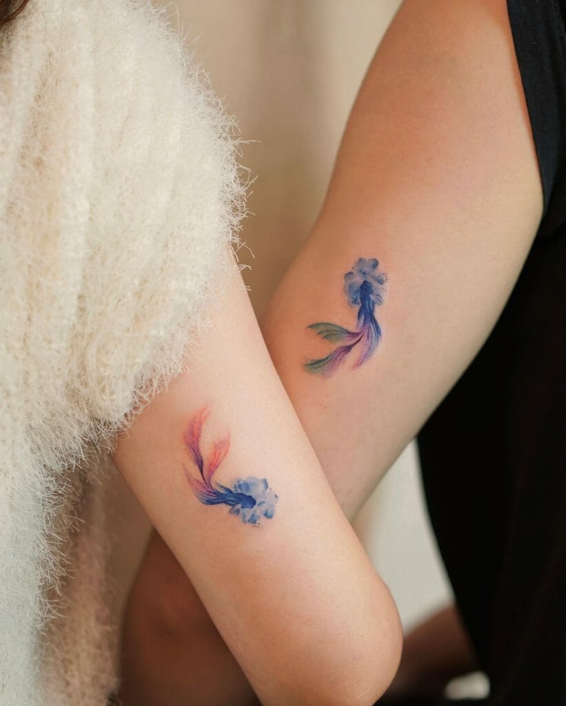 Bestfriend Watercolour Koi Fish Tattoos