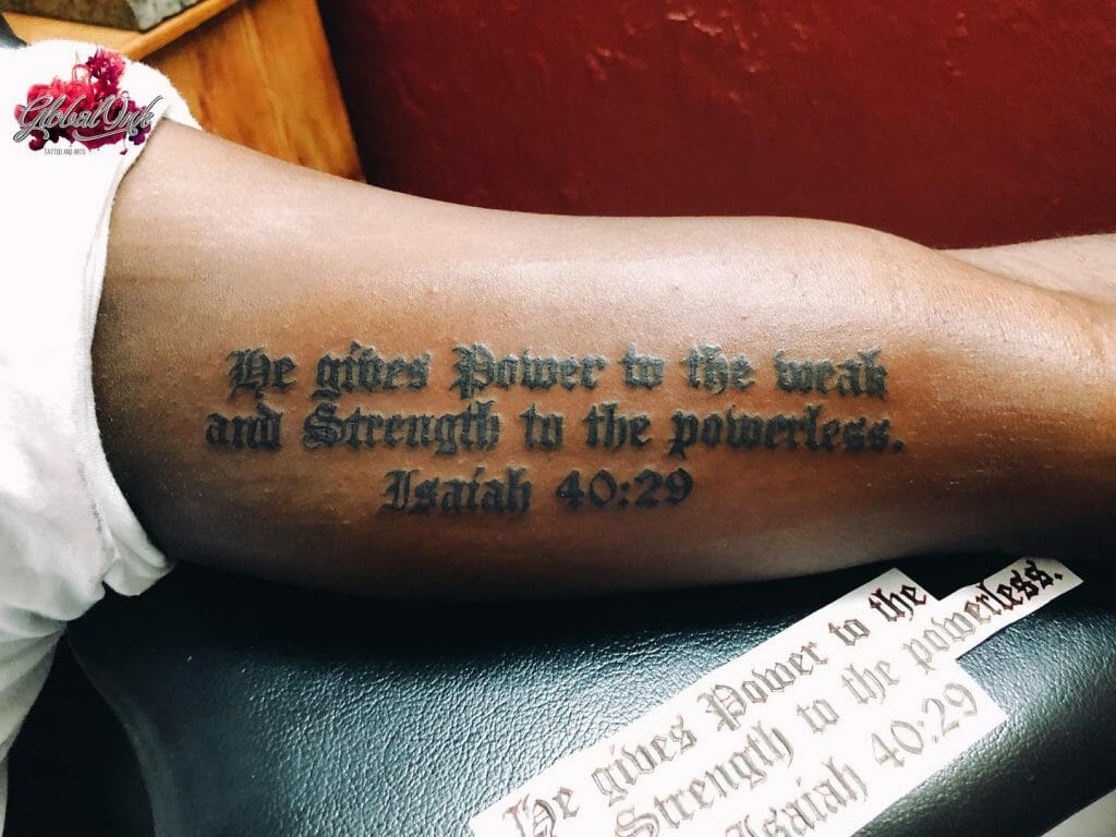 Bible Quotes In Old English Font Tattoo