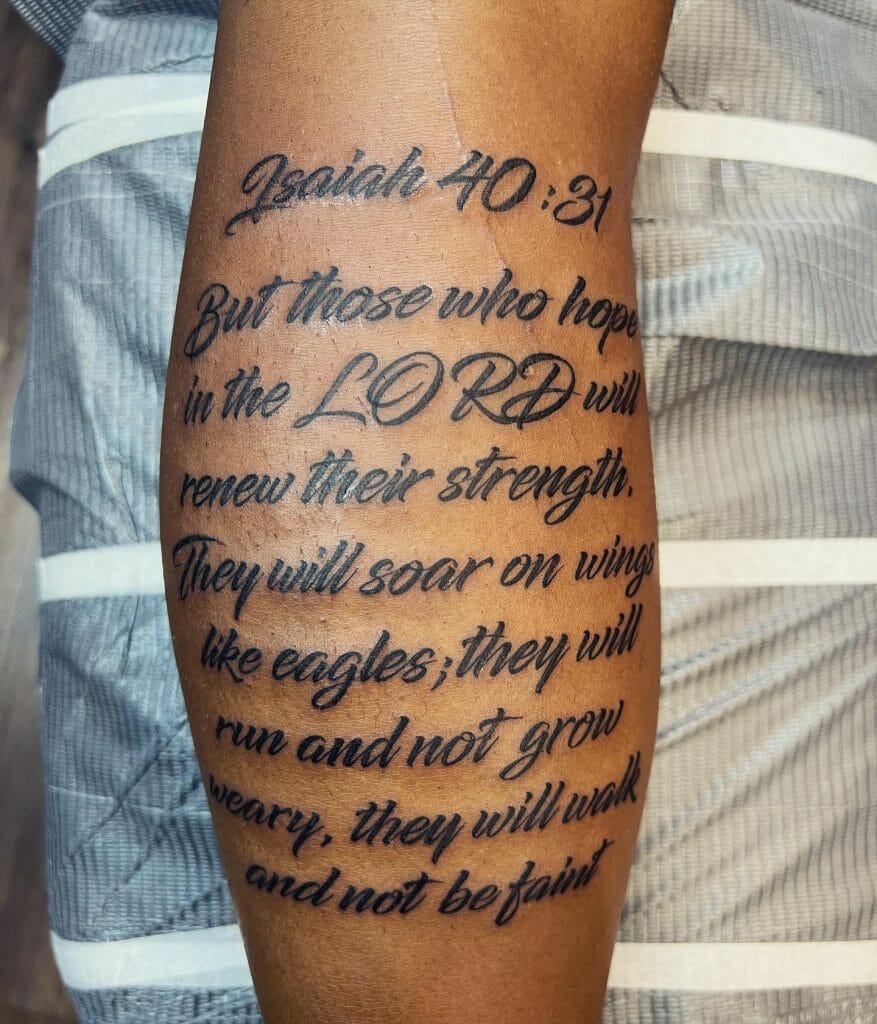 Biblical Verse Calf Tattoo