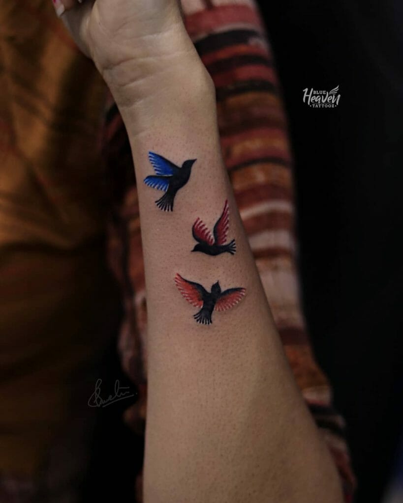 Bird Hand Side Wrist Tattoo For Girls