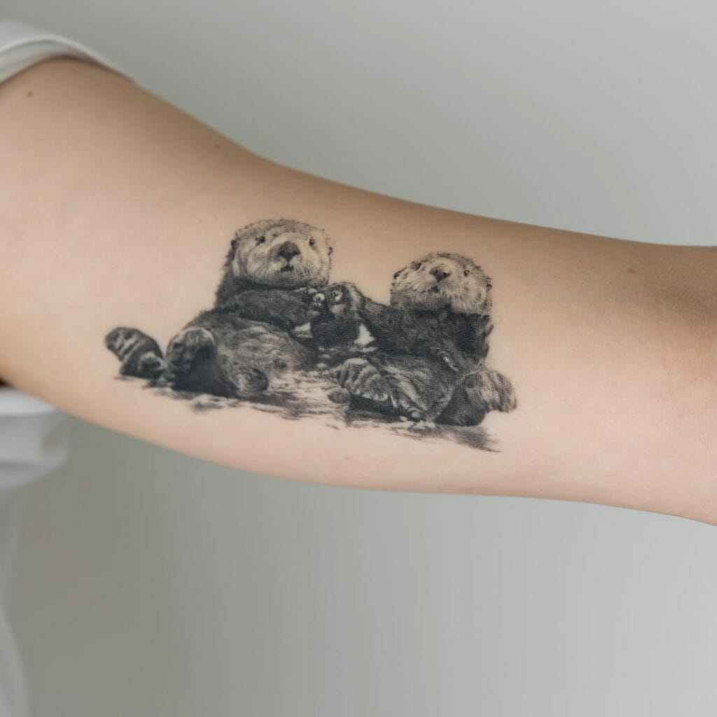 Black And Grey Twin Otter Tattoo