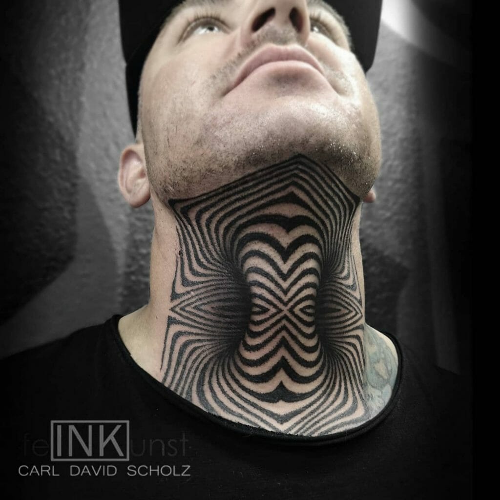 Black Ink Illusion Neck Tattoo Sleeve