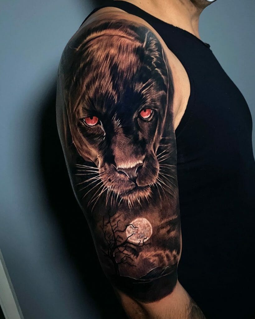 Black Panther And Moon Tattoo
