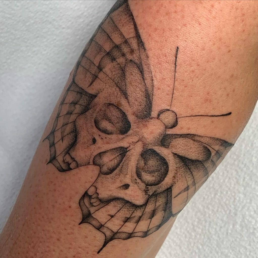 Black and Grey Butterfly Skull Tattoos