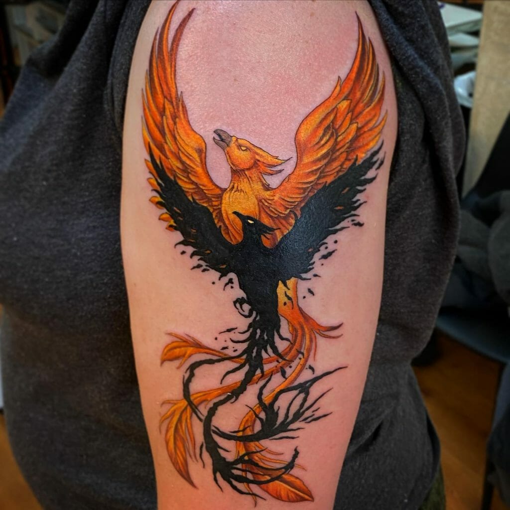 Black and Orange Phoenix Tattoo Ideas