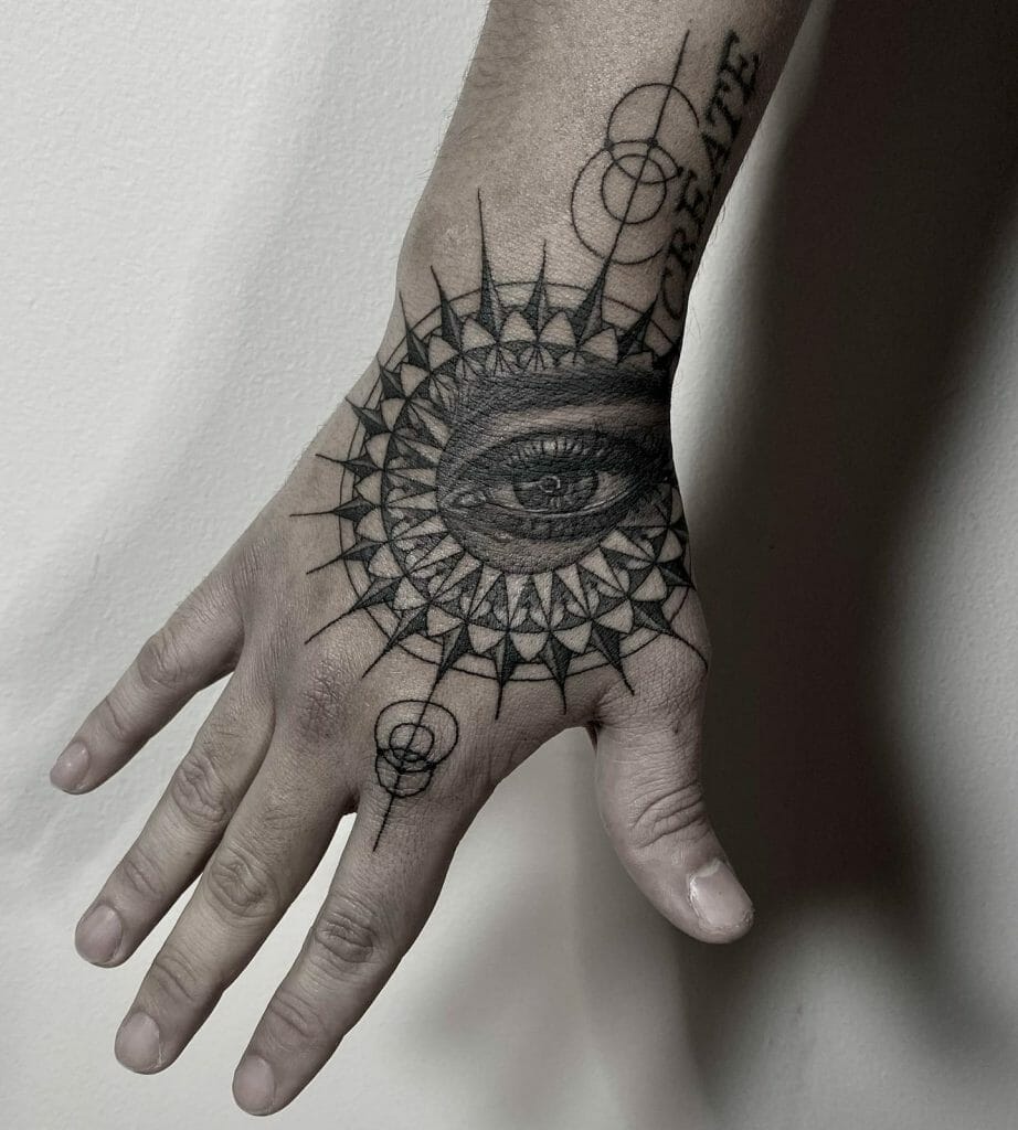 Bold Eye Hand Tattoo For Men