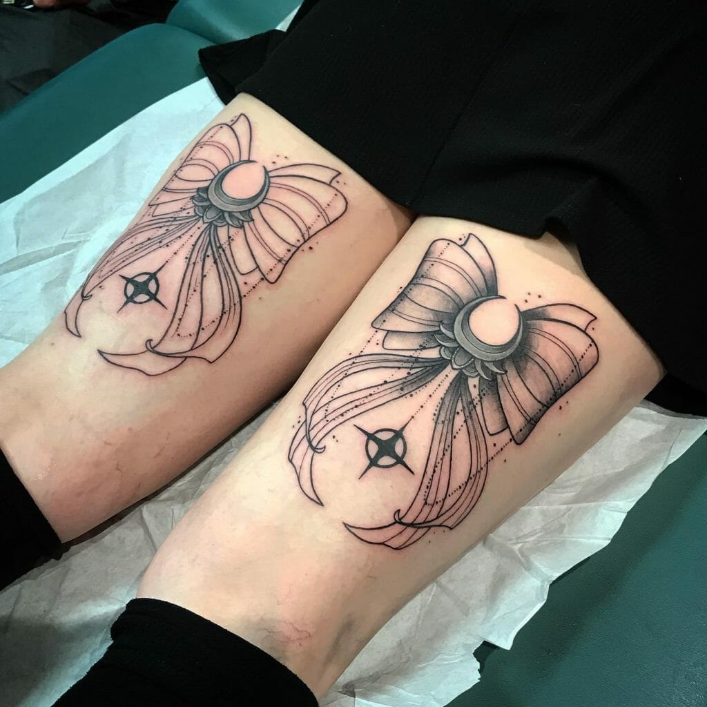 Bow Tattoo Styles With Dot Work