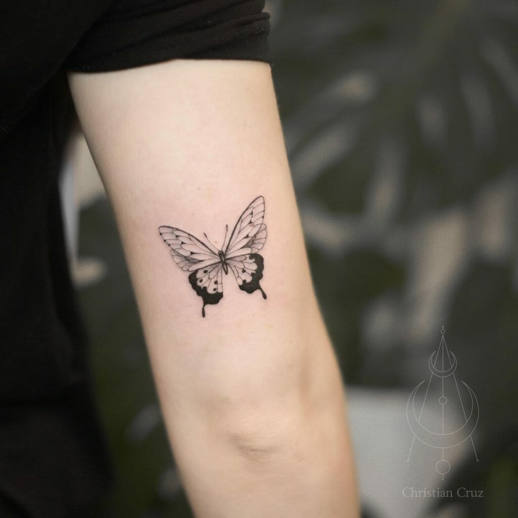 Butterfly Back Of The Bicep Tattoo