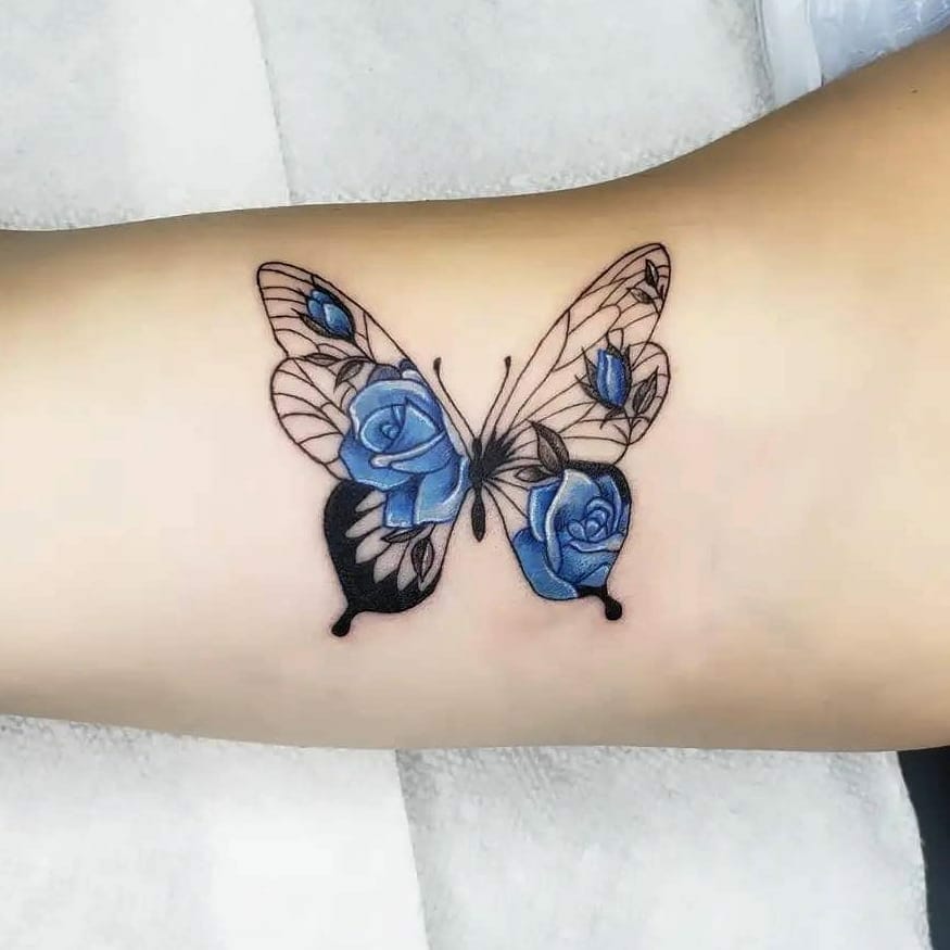 Butterfly With Flowers Tattoo