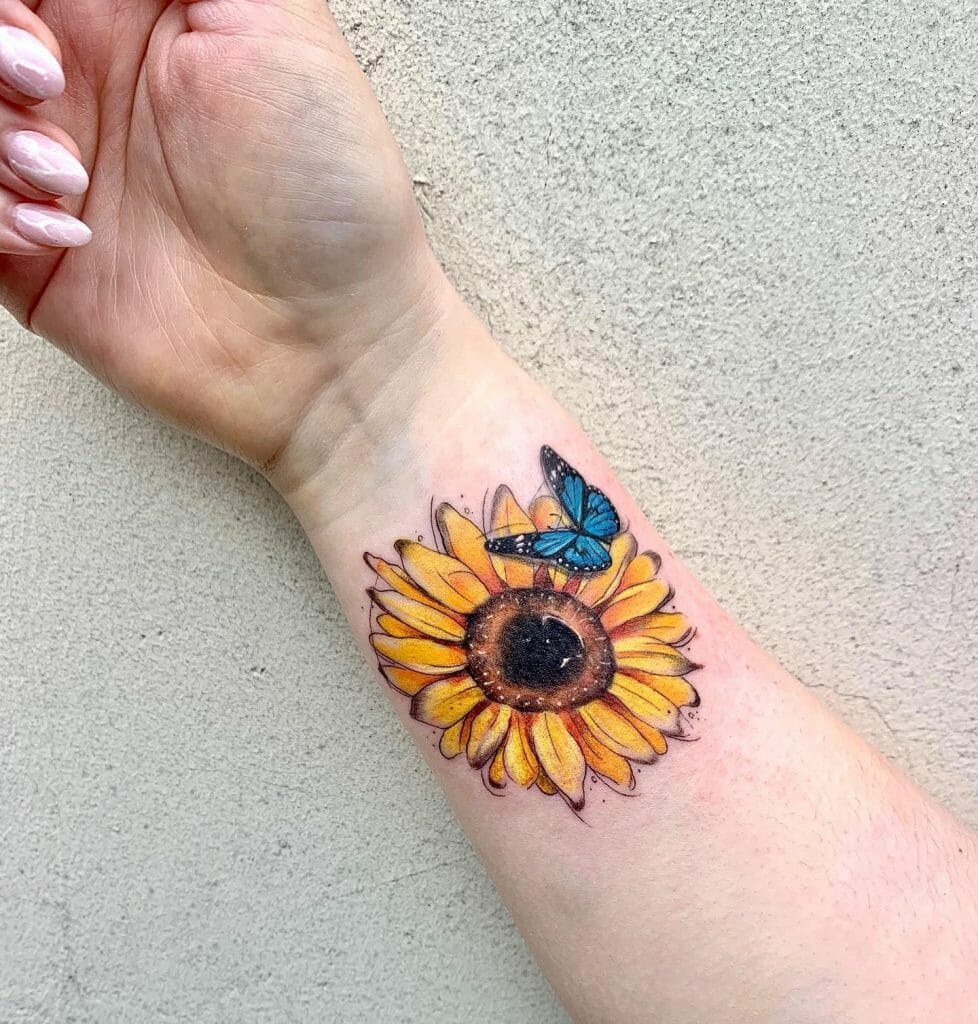Butterfly With Sunflower Tattoo ideas
