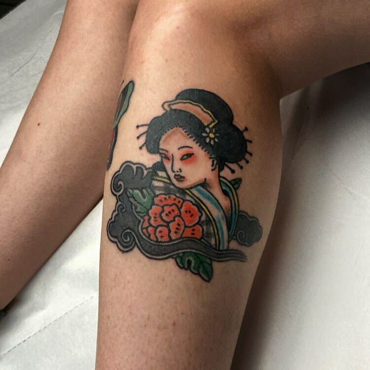 Calf Geisha Tattoo