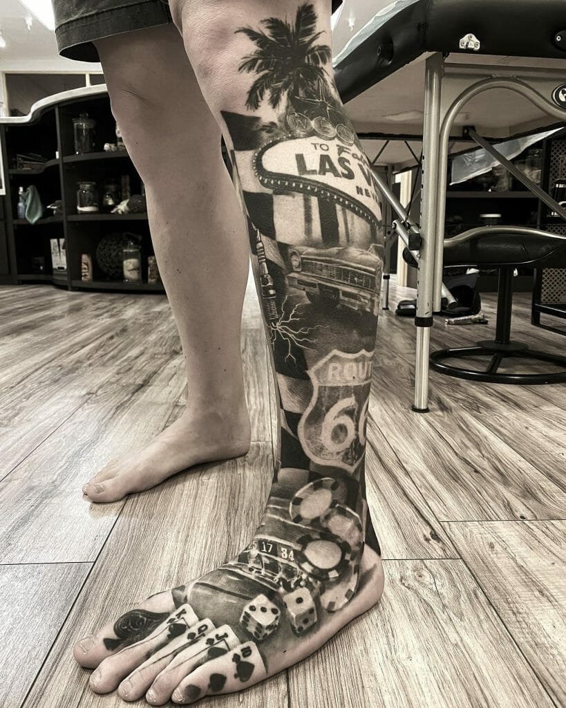 Casino Foot Tattoo Designs For Men