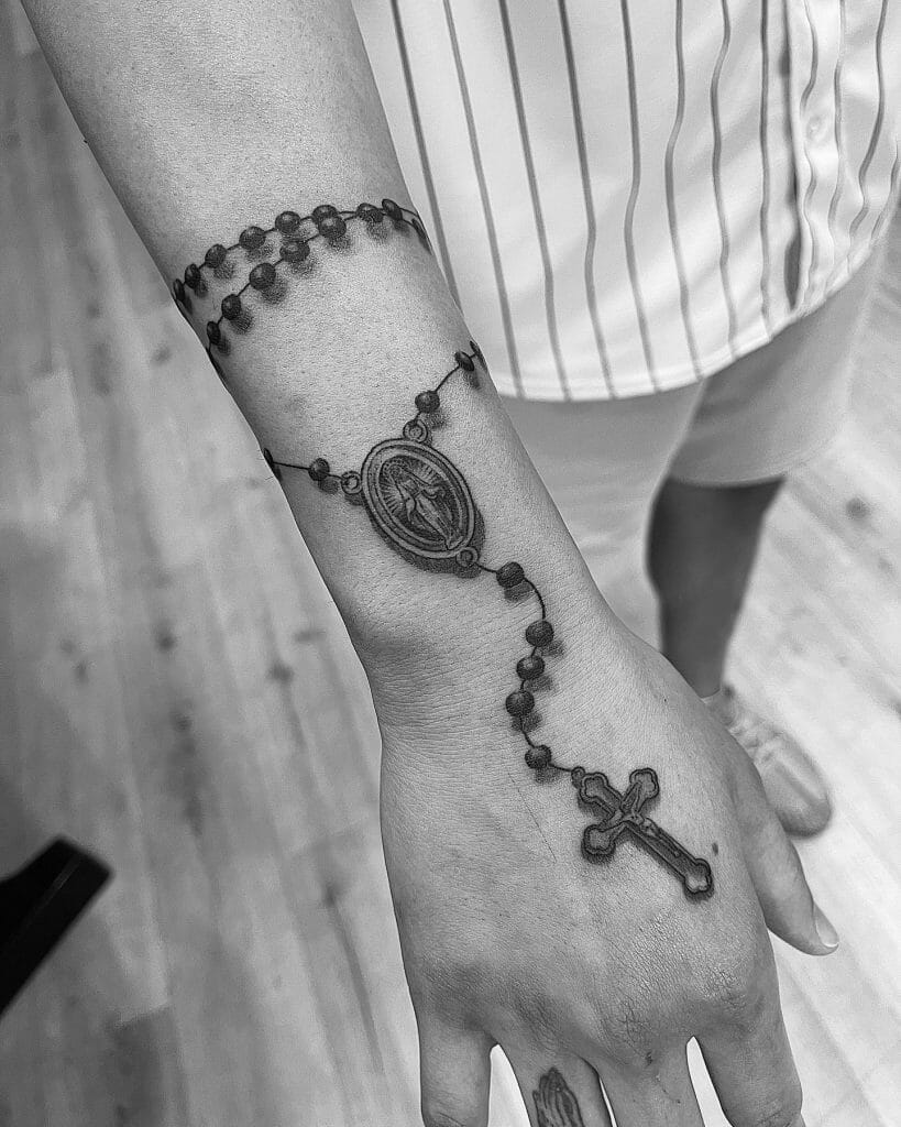 Catholic Faith Rosary Wrapped Tattoo Designs