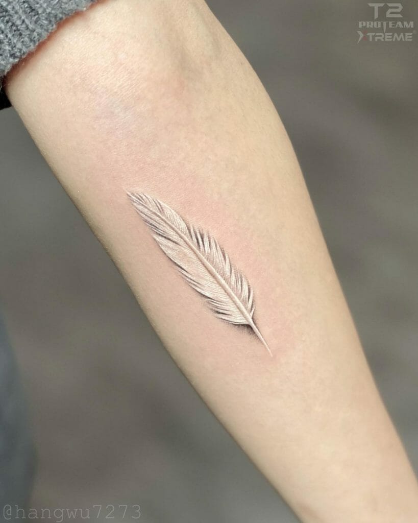 Chalky White Feather Tattoo
