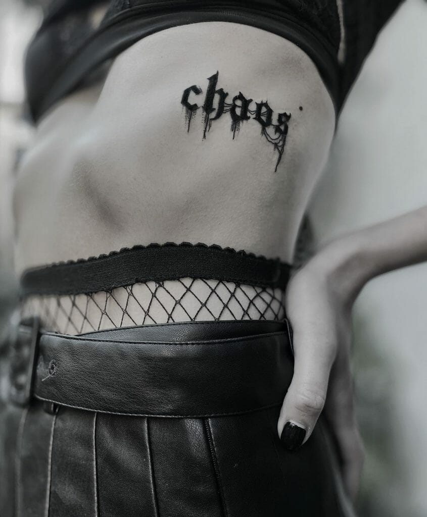 “Chaos” Gothic Font Tattoo