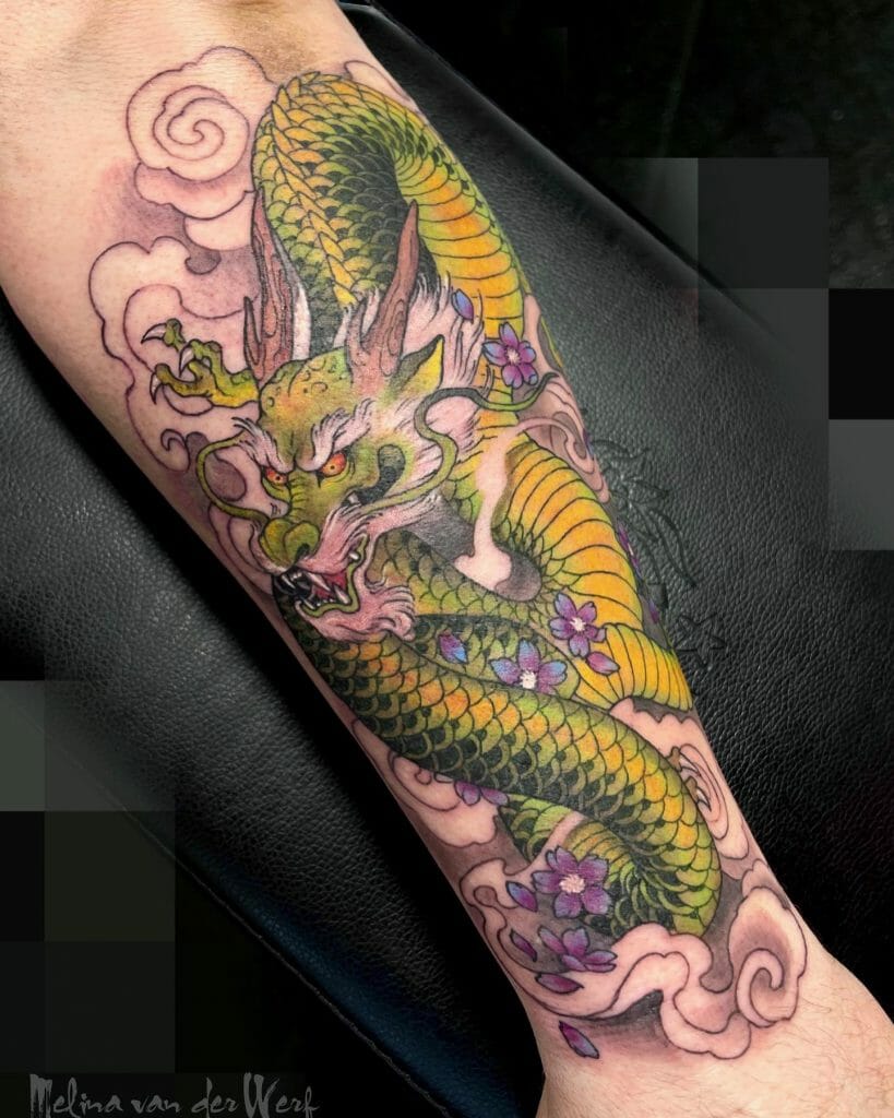 Cherry Blossoms And Dragon Tattoo