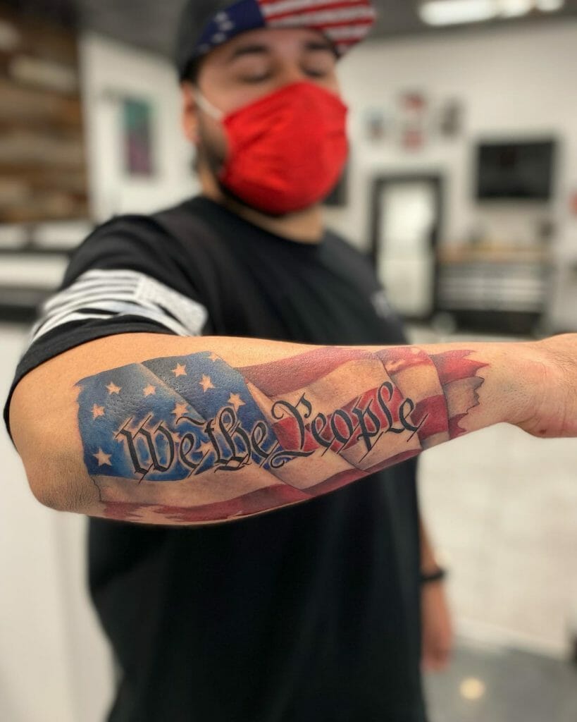 Colorful American Flag Tattoo We The People