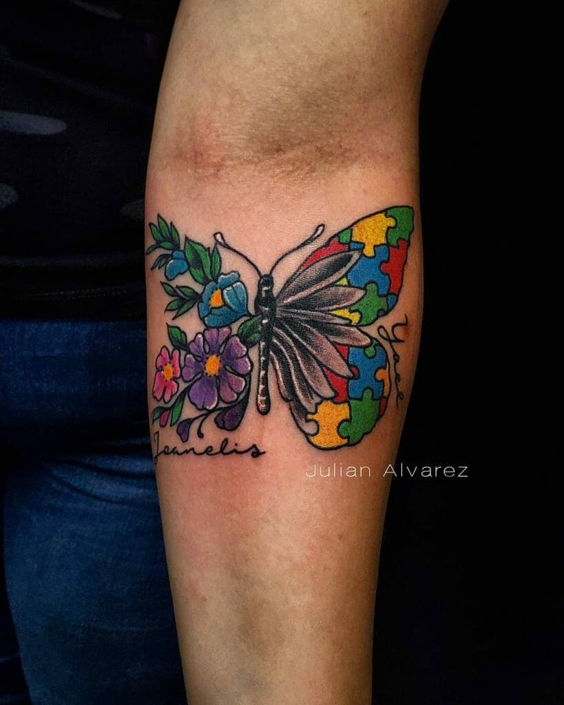 Colorful Butterfly Tattoo Design Ideas With Name