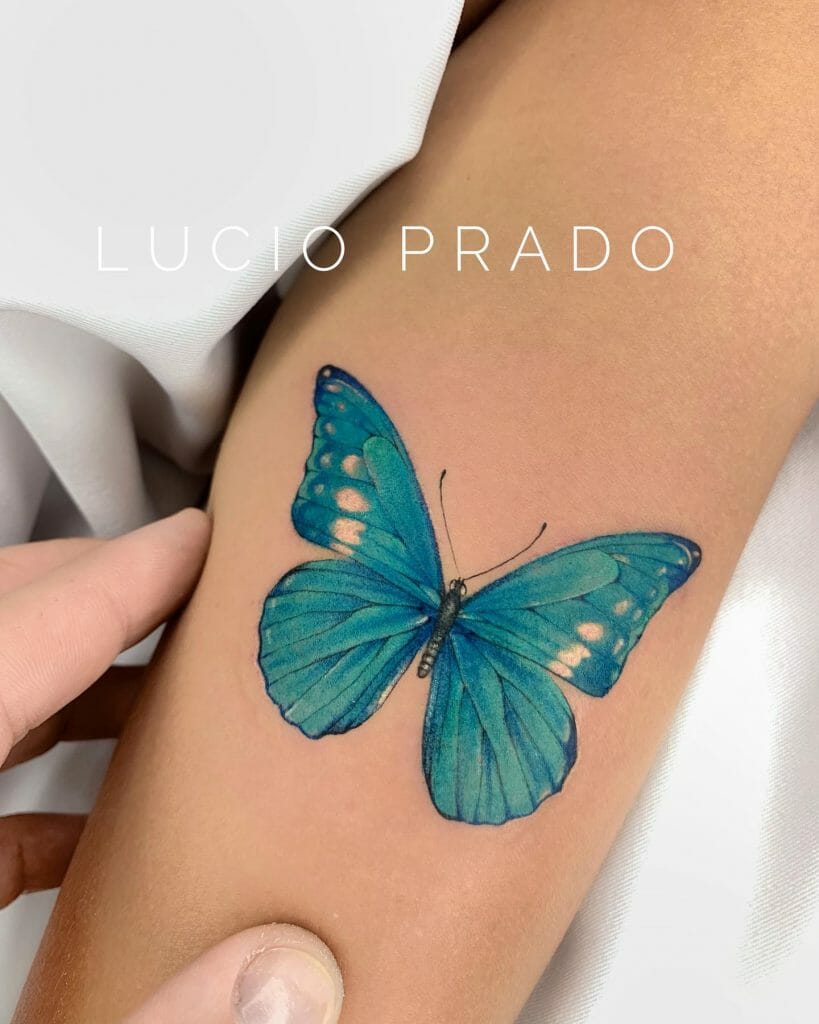 Coloured Butterfly Tattoo On Arm