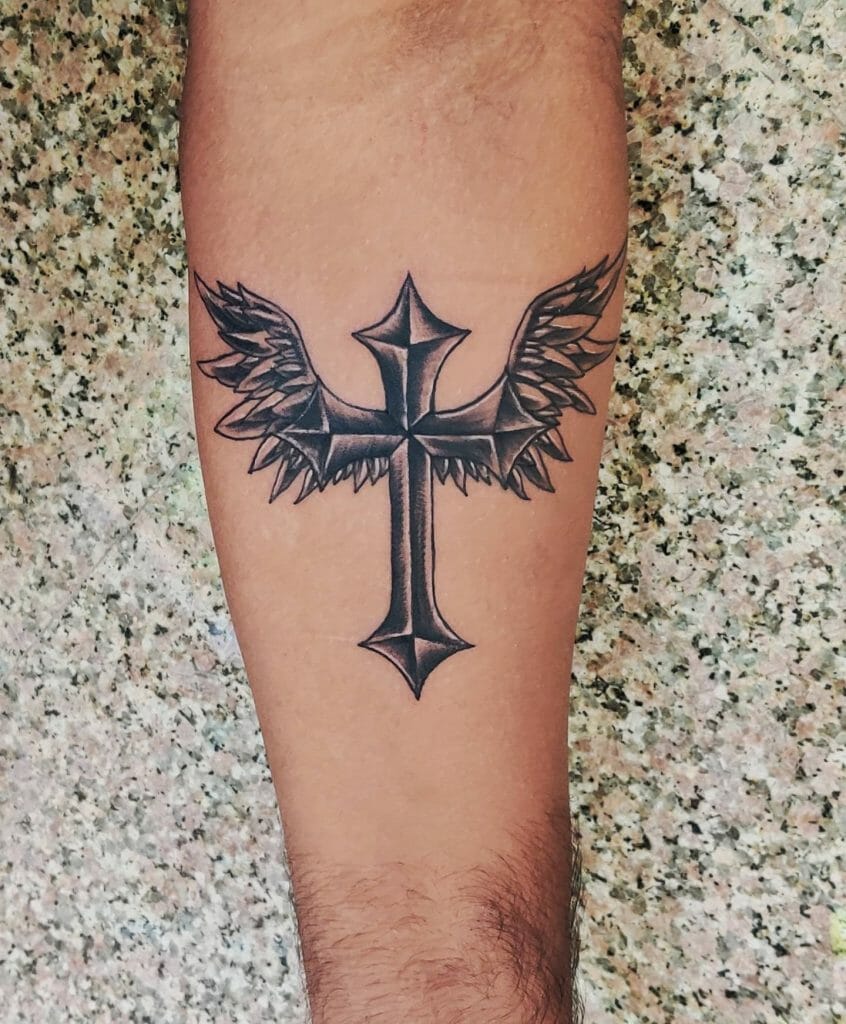 Cross Tattoo With Wings Tribal Tattoos