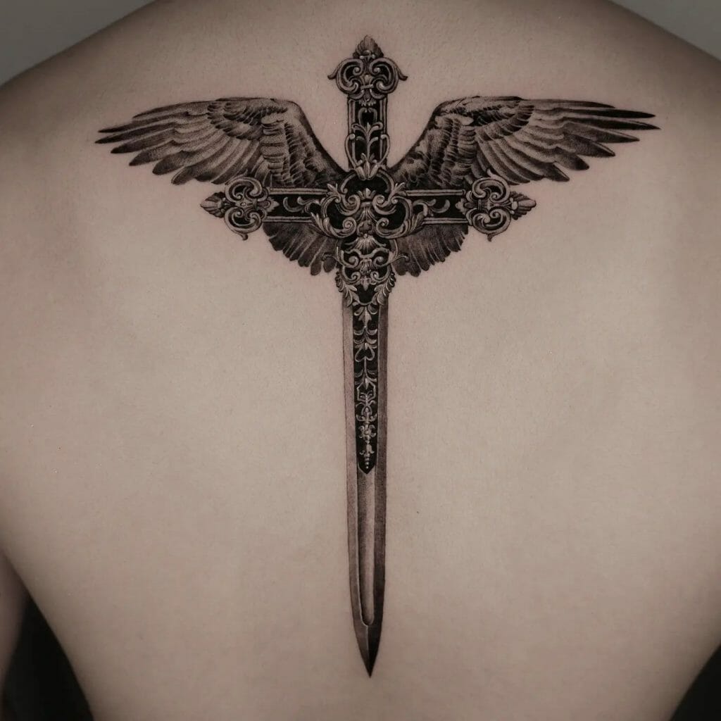 Cross With Wings Tattoo