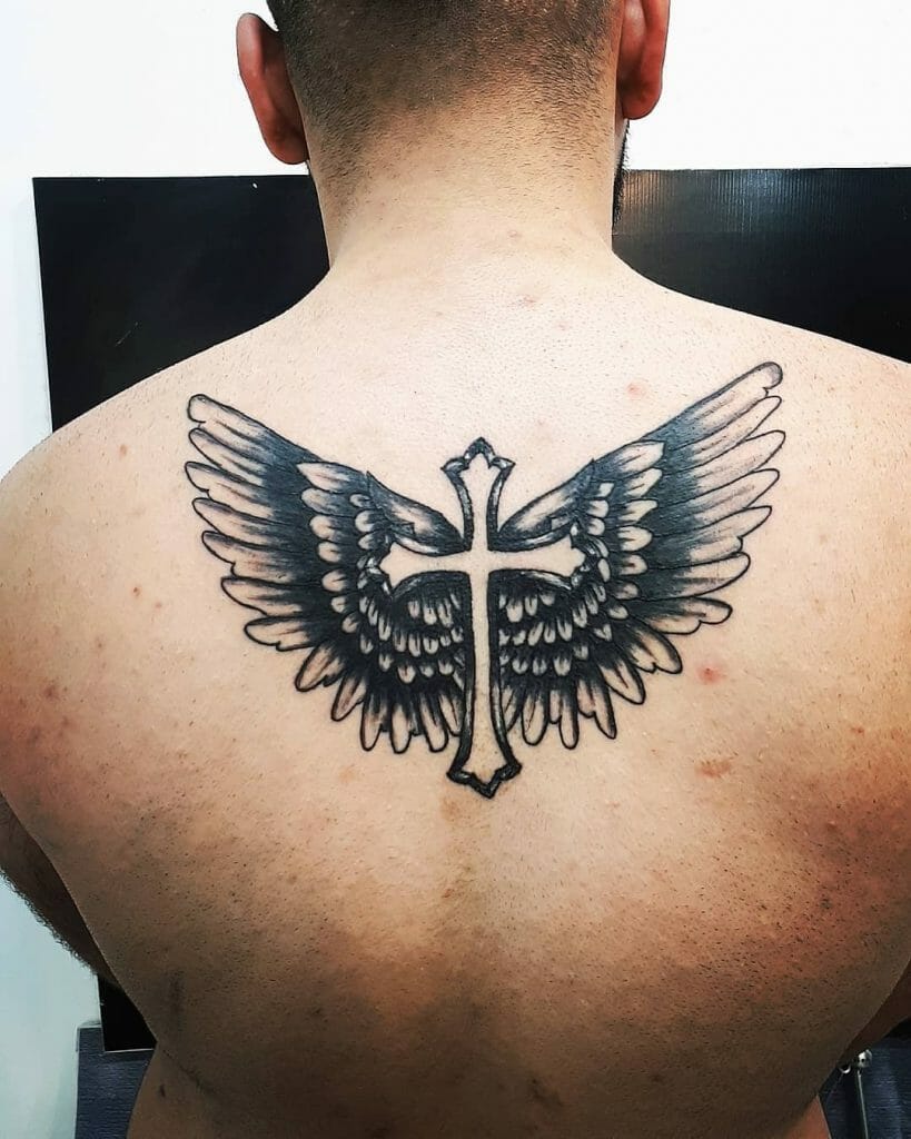 Cross With Wings Tribal Tattoos