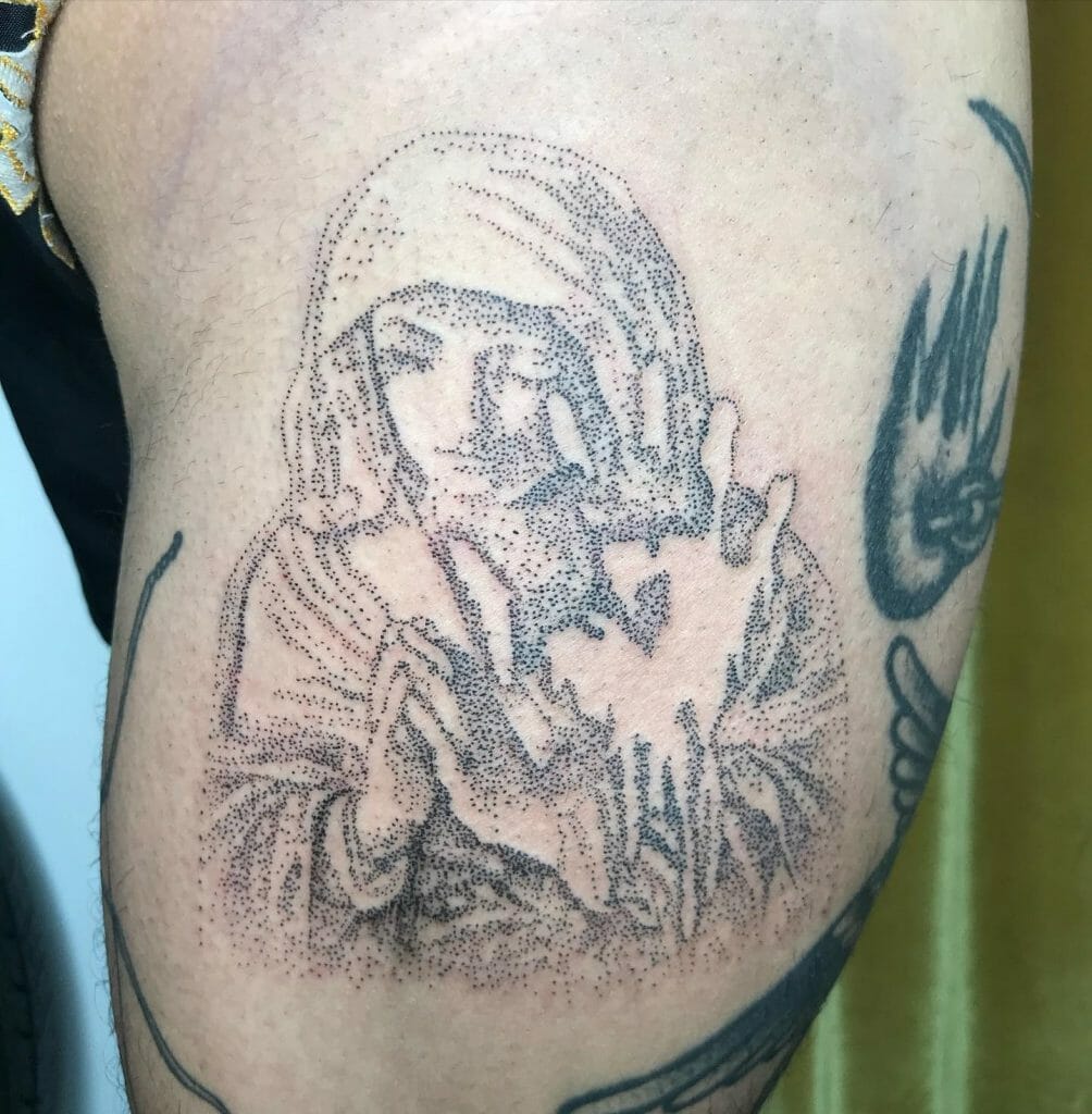 Crying Virgin Mary Tattoo Designs on Forearm