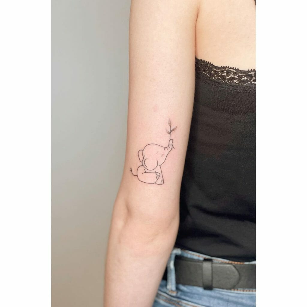Cute Elephant Outline Tattoo Idea Outsons