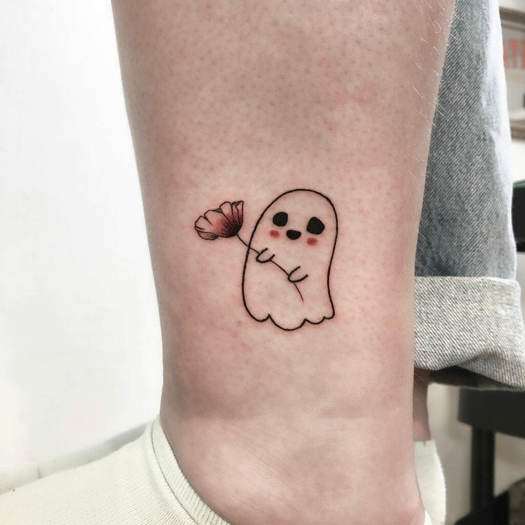 Cute Little Ghost With The Rose Tattoos