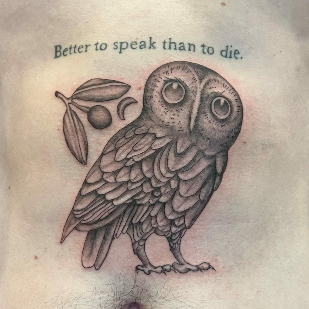 Owl Stomach Tattoo
