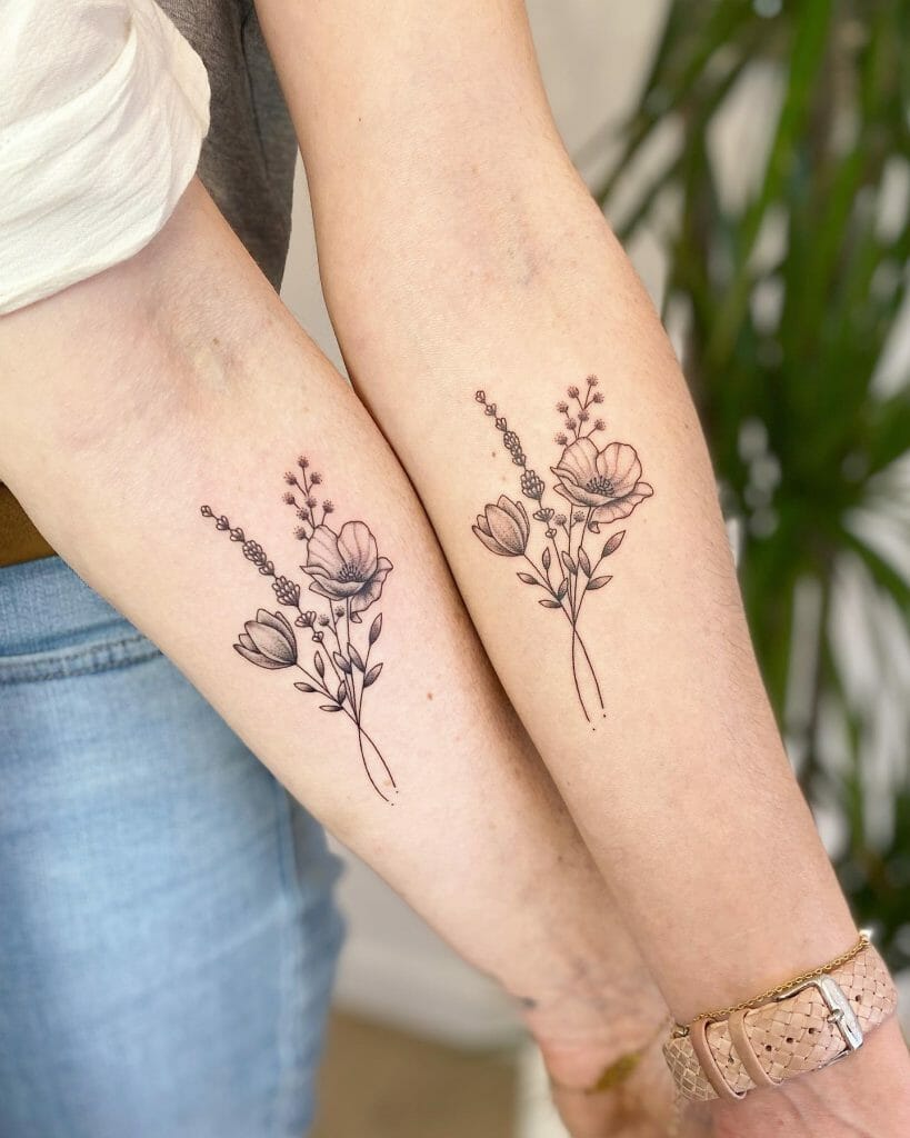 Cute Small Twin Flower Tattoo