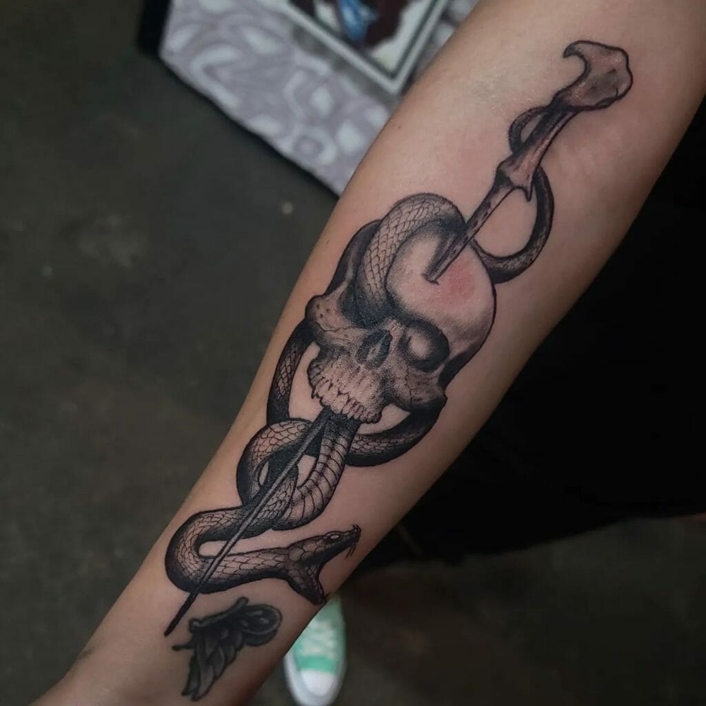Dagger, Snake, And Skull Tattoo