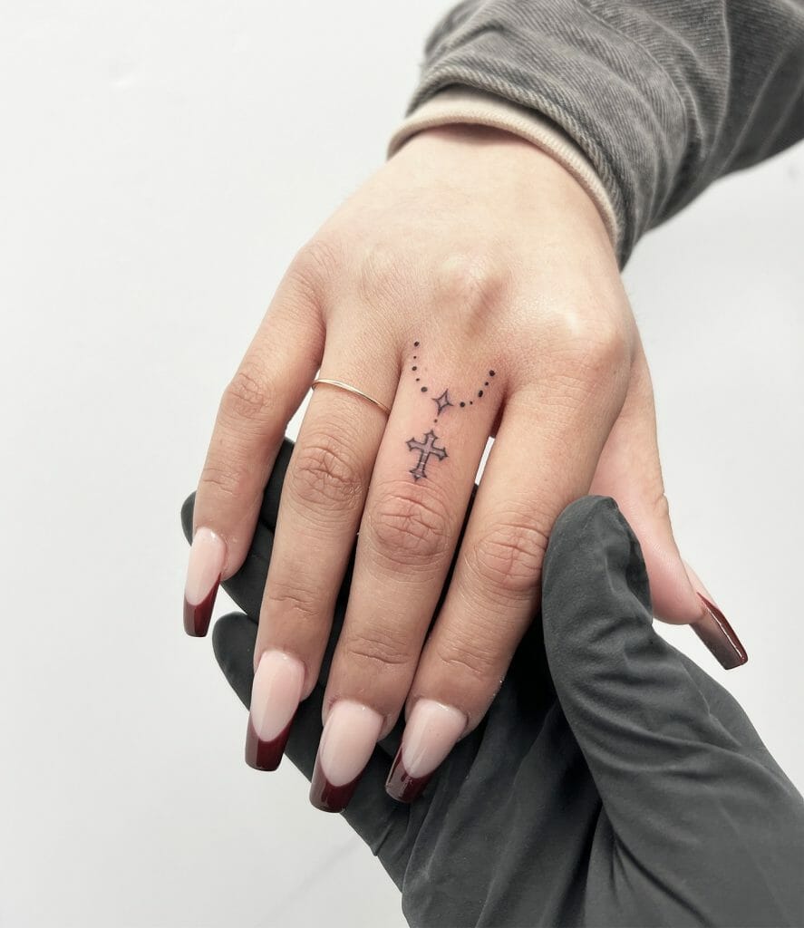 Dainty Rosary Finger Tattoo Designs