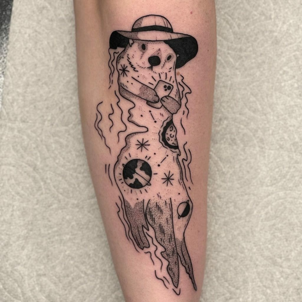 Dot Work Otter Tattoo With Universe