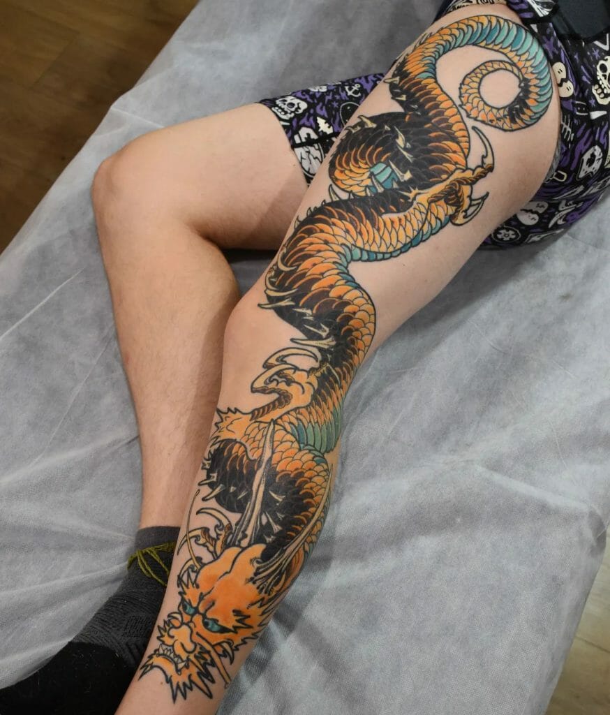 Dragon Leg Sleeve Tattoos