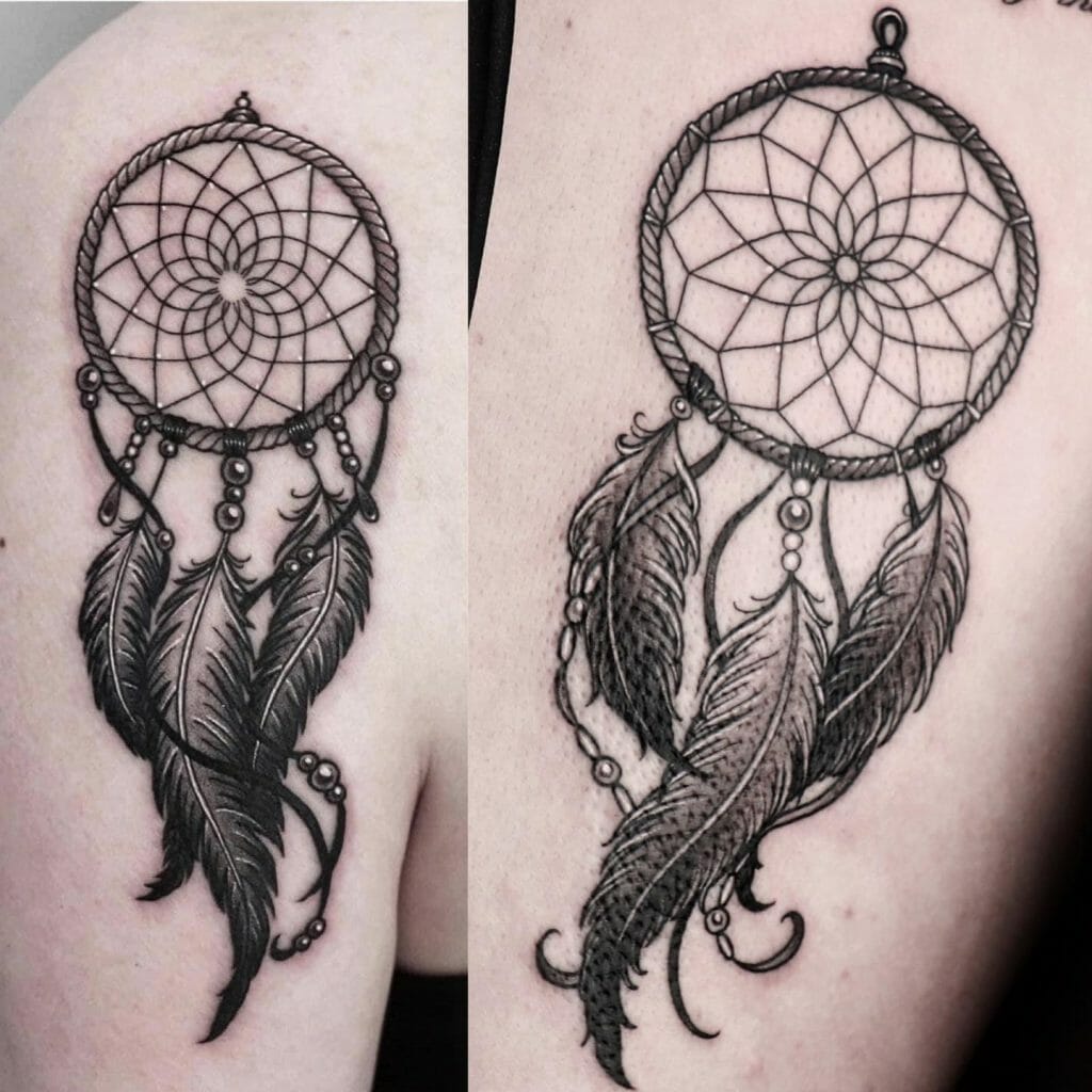 Dream Catcher Tattoo With Feathers
