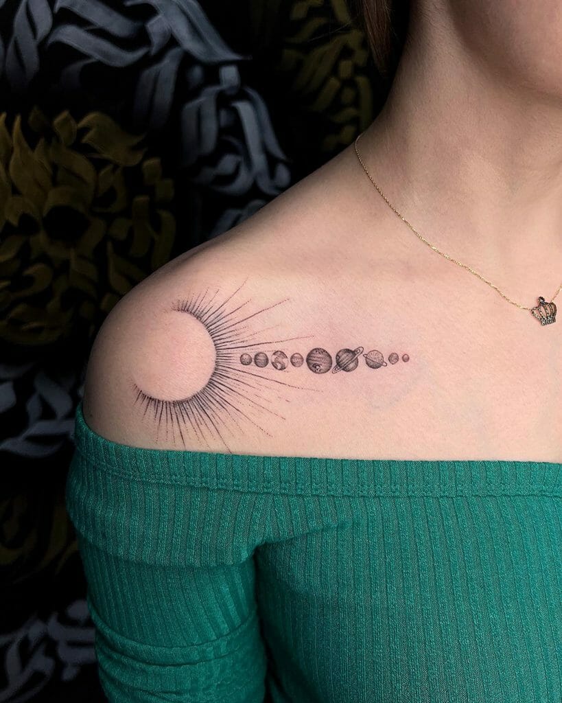 Elegant Solar System Tattoo