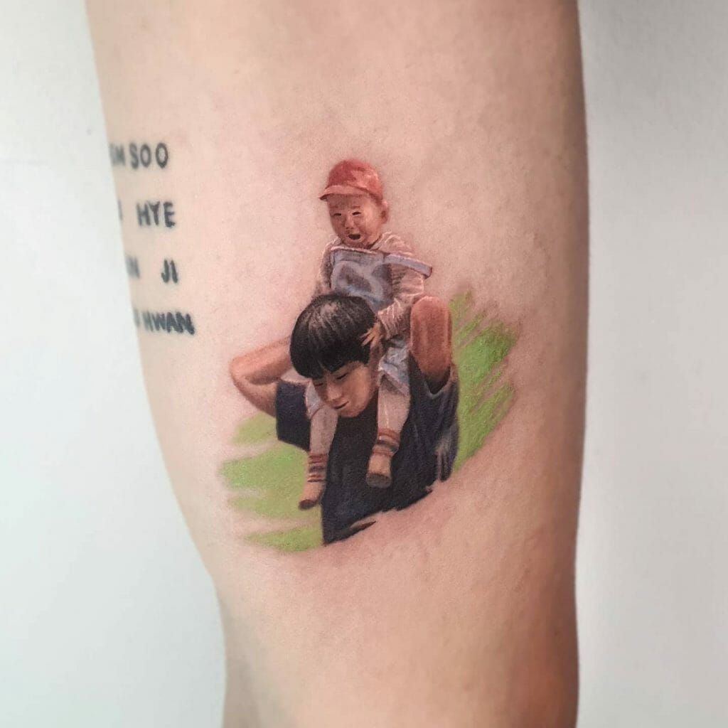 Father Daughter Colour Tattoo