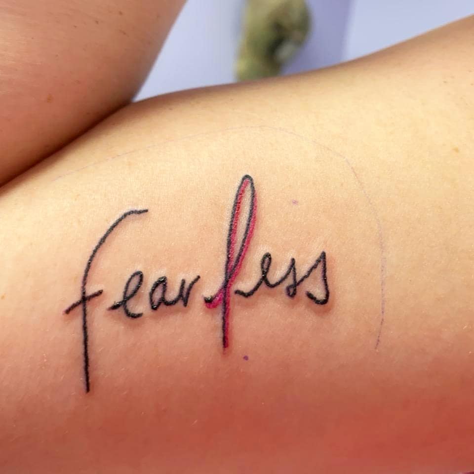Fearless Ribbon Cancer Tattoo