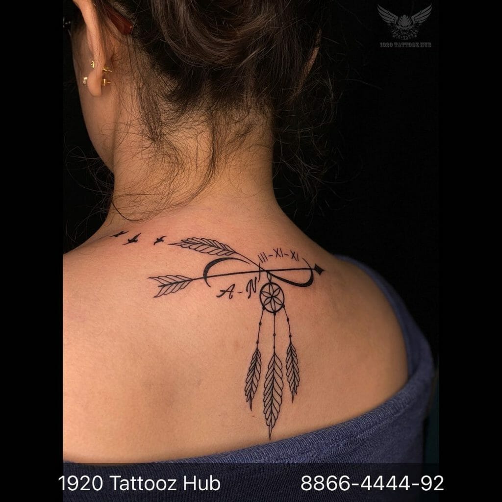 Feather Tattoo Roman Numerals