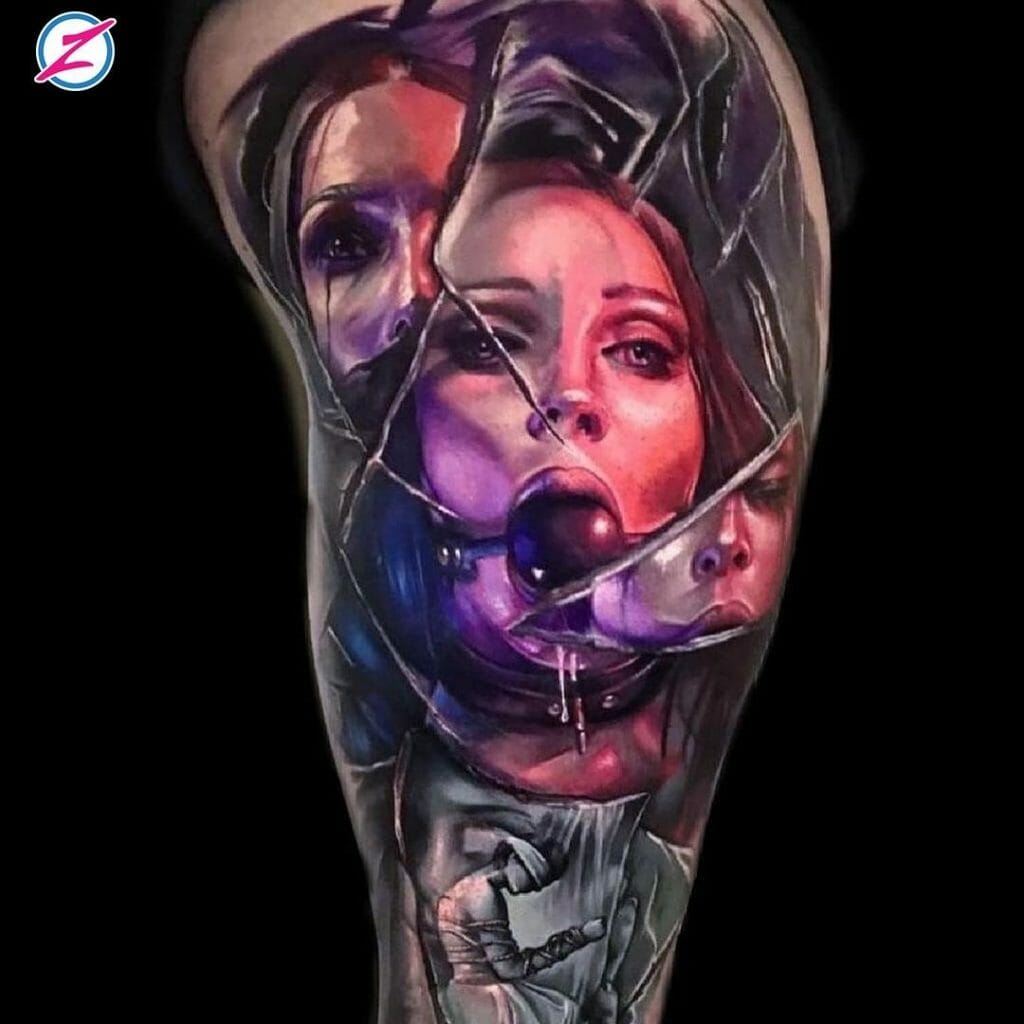 Female Horror Sleeve Tattoo