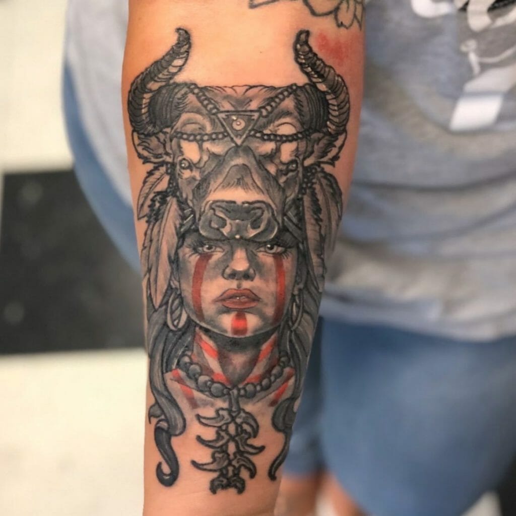 Fierce Female Taurus Bull Tattoo Ideas