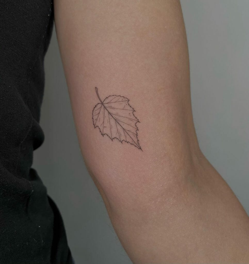 Fine Line Leaf Tattoo