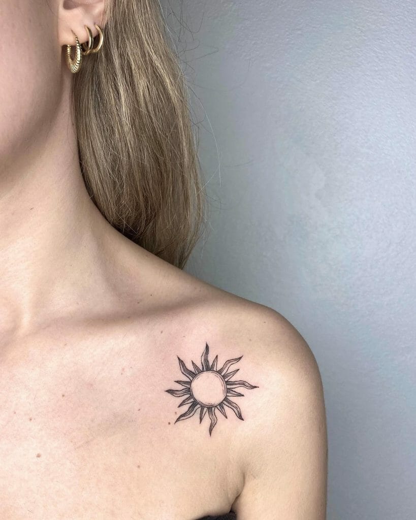 Fineline Sun Tattoo Design