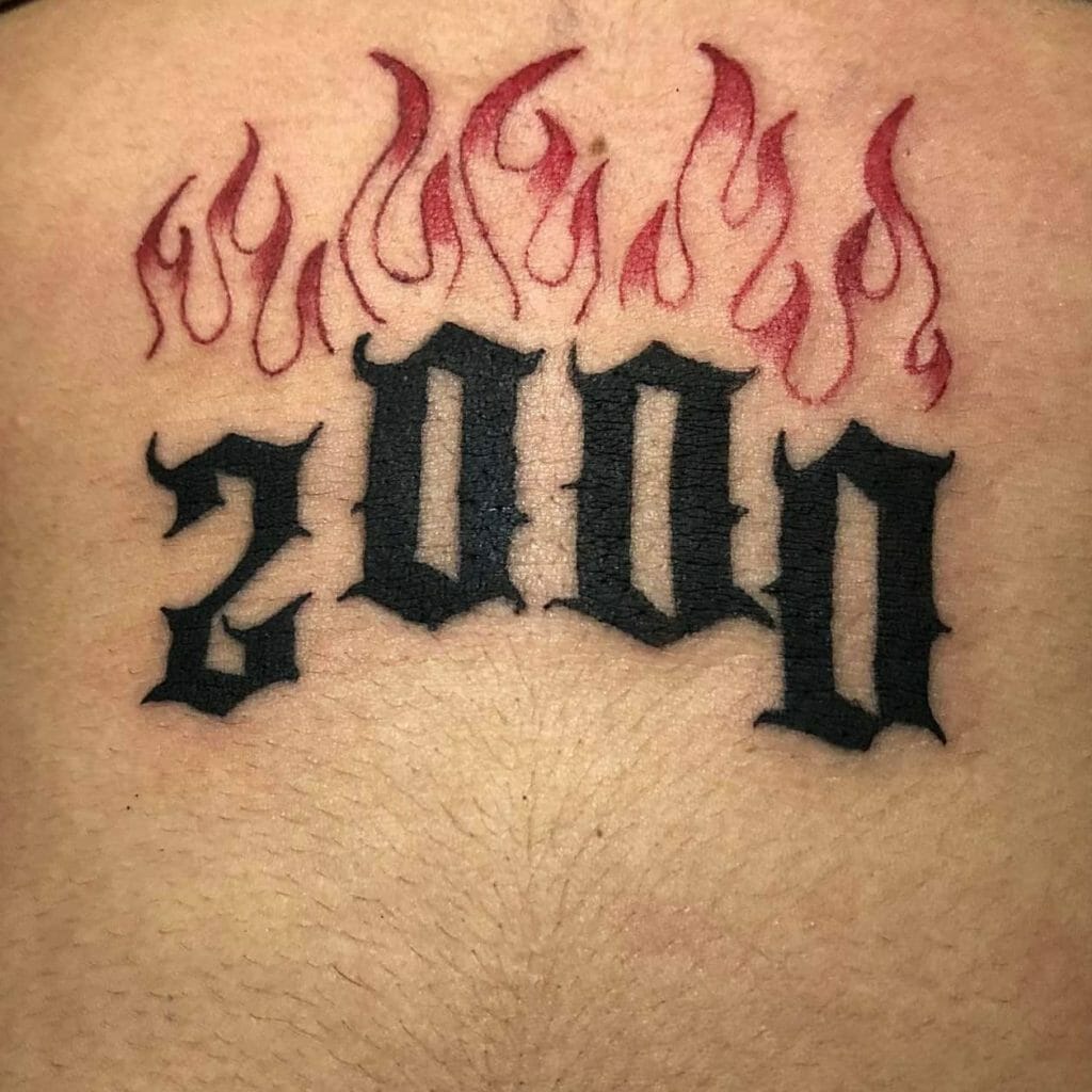 Flame Number Tattoo
