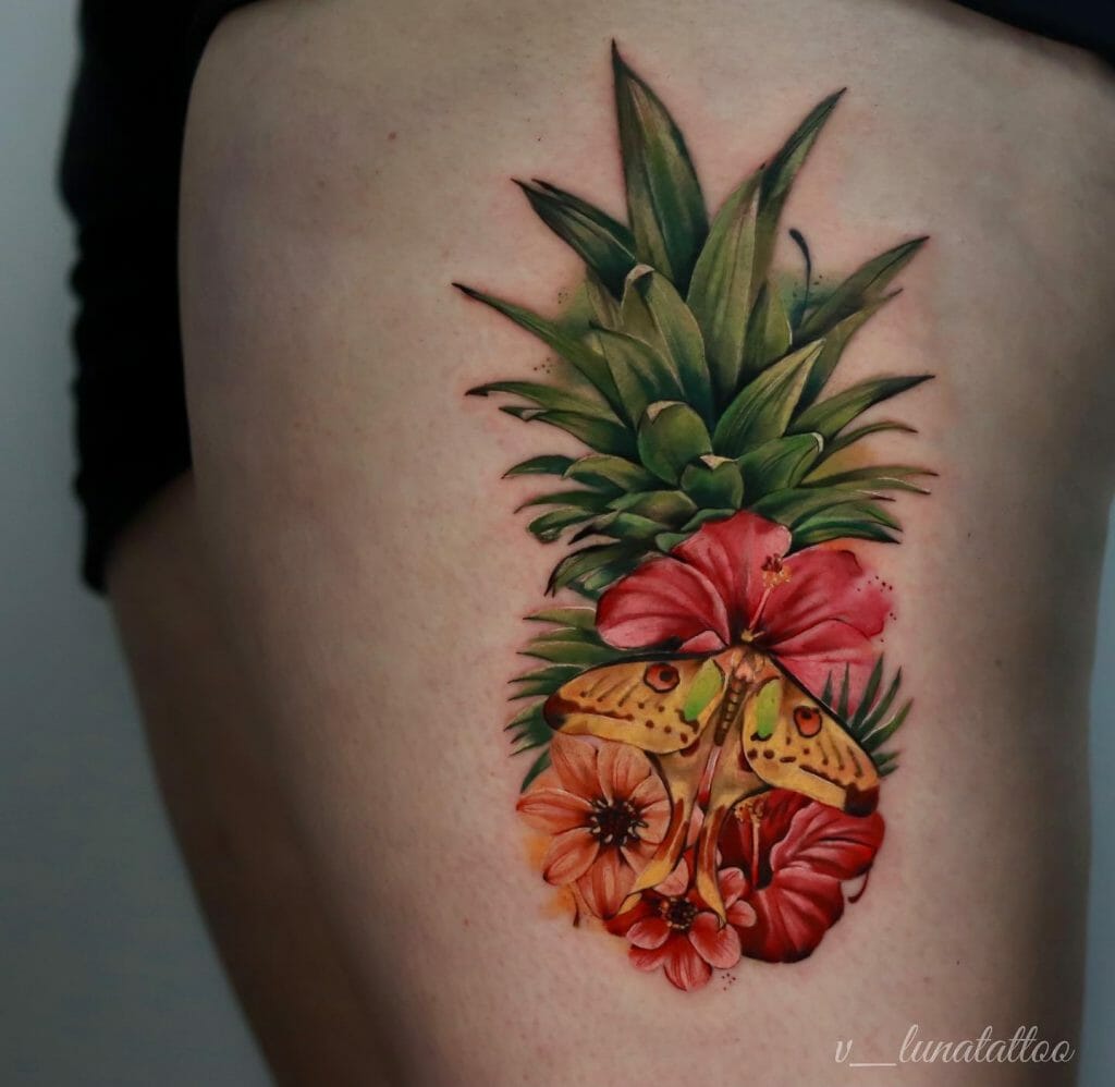 Floral Pineapple Tattoo