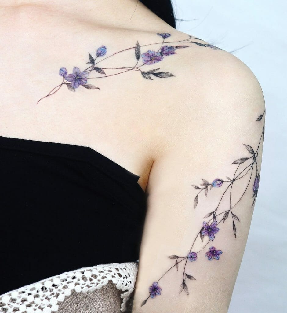 Floral Shoulder Tattoo Ideas For Women