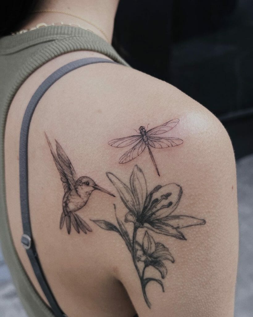 Floral Themed Dragonfly Tattoos ideas