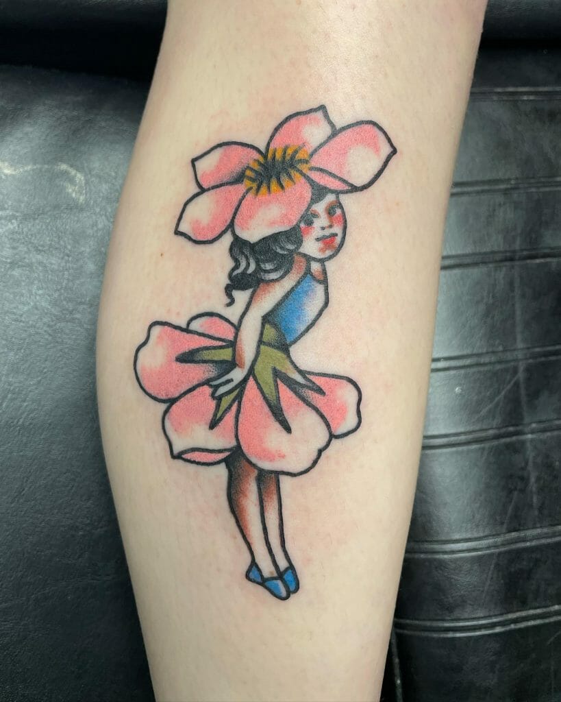 Flower Fairy Tattoo Ideas Done In The American Traditional Style