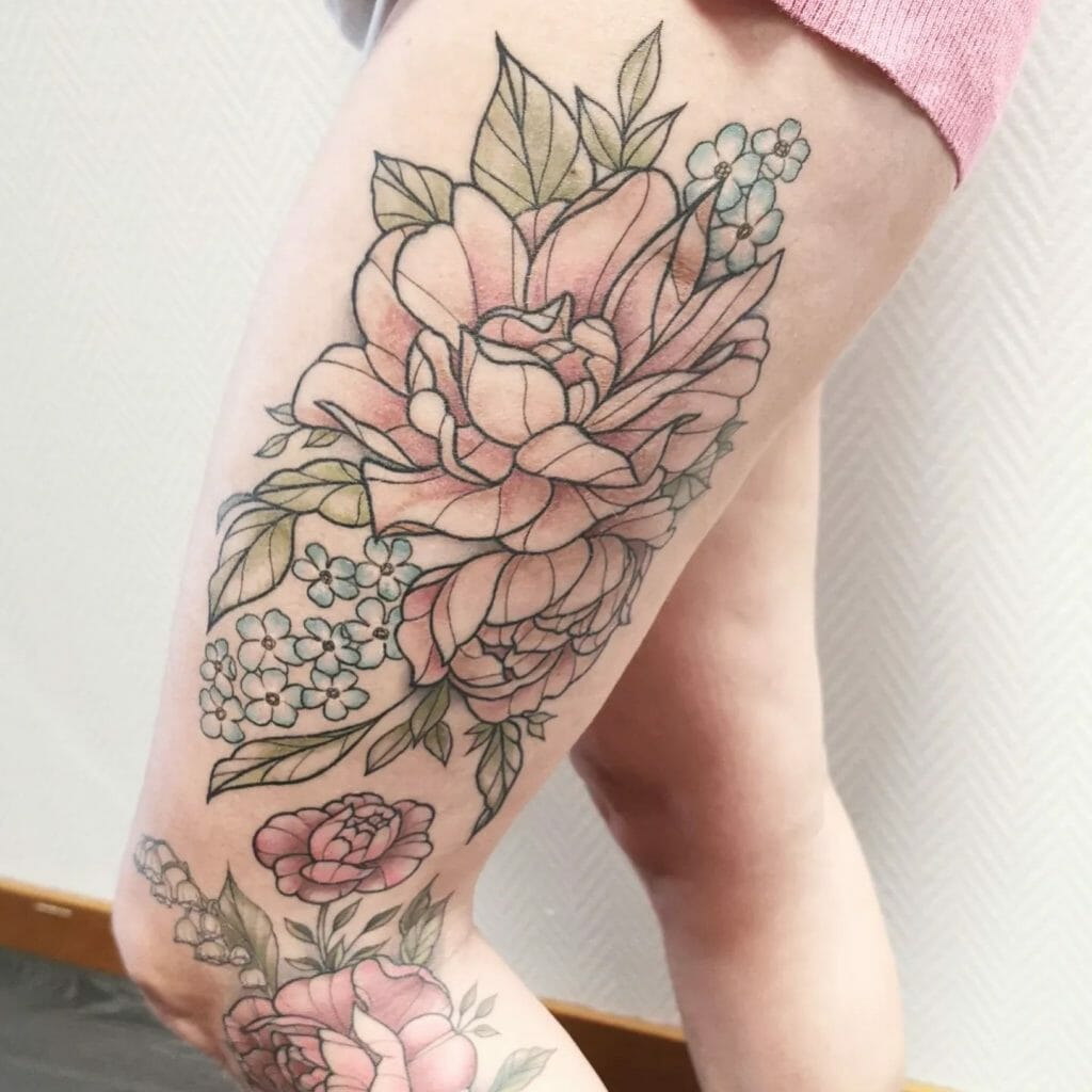 Flower Leg Tattoo Sleeve 